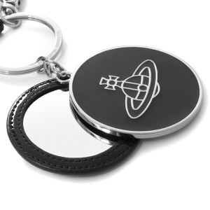 ヴィヴィアンウエストウッド キーリング/キーホルダー アクセサリー メンズ レディース シャイニー パテント ミラー オーブ サークル シャイニーブラックエナメル&シルバー 82030102U OM000G N401 VIVIENNE WESTWOOD