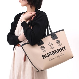バーバリー トートバッグ/ショッピングバッグ バッグ レディース ラベルプリント ラージ ベージュ LL SM HERITAGE TOTE GB3 142629 A1435 8063120 BURBERRY