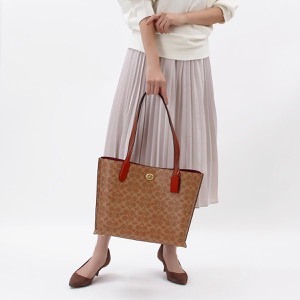 コーチ トートバッグ バッグ レディース ウィロウ シグネチャー タンブラウンベージュ&ラストブラウン C0693 B4NQ4 COACH