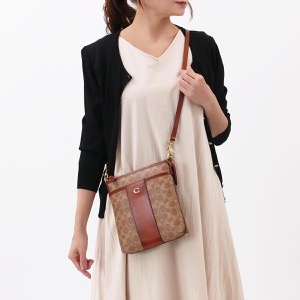 コーチ ショルダーバッグ/クロスボディ バッグ レディース ニュー キット シグネチャー タンブラウンベージュ&ラストブラウン CC533 B4NQ4 COACH