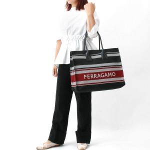 フェラガモ トートバッグ バッグ レディース ブラック&オプティック ホワイト&フレイムレッド 214955 NERO OPTIC WHITE FLAME RED 0765595 SALVATORE FERRAGAMO