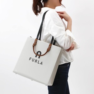 フルラ トートバッグ/ショッピングバッグ/ハンドバッグ バッグ レディース ヴァーシティ スタイル ラージ マシュマロホワイト&ブラック WB00728 BX1230 1843S FURLA