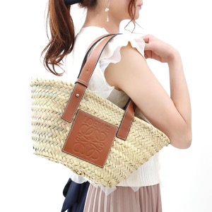ロエベ バスケットバッグ/ハンドバッグ バッグ レディース バスケット スモール タンブラウン&ナチュラルベージュ 327 S93 02 2435 LOEWE