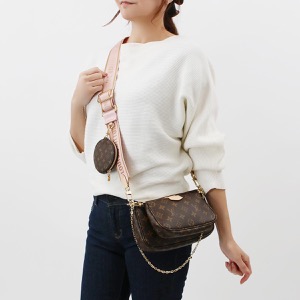 ルイヴィトン ショルダーバッグ/ハンドバッグ/ポーチ バッグ レディース ミュルティ・ポシェット・アクセソワール モノグラム 3WAY モノグラムブラウン&ローズクレールピンク M44840 LOUIS VUITTON