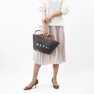 マルニ ハンドバッグ/ショルダーバッグ/ショッピングバッグ バッグ レディース トロピカリア スモール トートバッグ フェルト ダークグレー&モカブラウン BMMP0097Q1 P4915 ZO253 MARNI