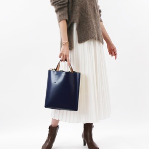 マルニ ハンドバッグ/ショルダーバッグ/トートバッグ バッグ レディース ミュゼオ スモール 巾着付き バイカラー ブルーブラックネイビー&シェルホワイト&モカブラウン SHMPV01TY3 LV639 ZO215 MARNI