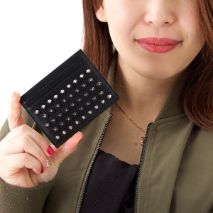 クリスチャンルブタン クレジットカードケース レディース キオス スパイク スタッズ ブラック&レッド 3165043 B078 CHRISTIAN LOUBOUTIN