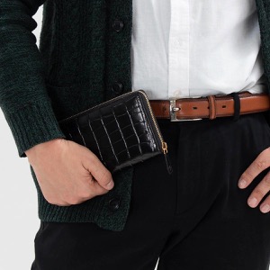 エッティンガー 長財布 財布 メンズ クロコ エボニーブラック 2051EJ CC EBONY ETTINGER