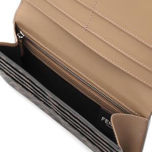 フェンディ 長財布 財布 メンズ ズッカ タバコブラウン&サンドブラウンベージュ&ブラック&パラディオ 7M0264 AJF8 F1EGA FENDI