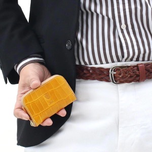 フェリージ コインケース(小銭入れ) 財布 メンズ クロコ型押し ジャッロイエロー 166 SA 0007 FELISI