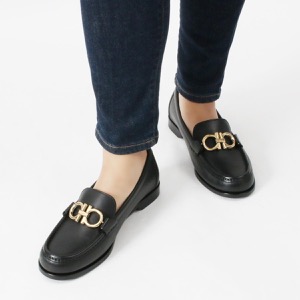 フェラガモ ローファー/モカシン/革靴 シューズ レディース ロロ ダブル ガンチーニ ブラック 01N660 NERO 0728415 SALVATORE FERRAGAMO