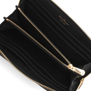フェラガモ 長財布 財布 レディース ダブル ガンチーニ ラウンドファスナー ブラック 220405 NERO 0758661 SALVATORE FERRAGAMO