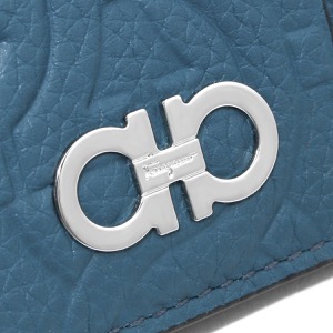フェラガモ クレジットカードケース メンズ ダブル ガンチーニ デニムブルー 661077 DENIM 0758016 SALVATORE FERRAGAMO