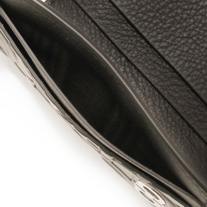 フェラガモ クレジットカードケース メンズ ダブル ガンチーニ モノグラム ヘマタイトダークグレー&ブラック 661080 EMATITITE 0753687 2022年秋冬新作 SALVATORE FERRAGAMO