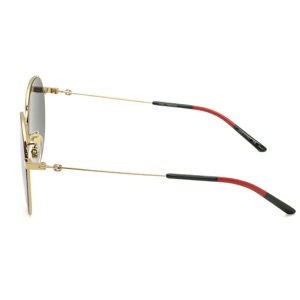 グッチ サングラス メンズ レディース ラウンド UVカット グレー&ゴールド GG0395SK 001 GUCCI