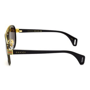 グッチ サングラス メンズ レディース ティアドロップ ツーブリッジ UVカット ブラック&ブラウン GG0447S 003 GUCCI