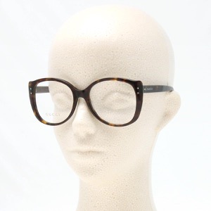 グッチ 伊達メガネ レディース べっ甲 ハヴァナマーブルブラウン&トランスペアレントクリア GG0474O 002 GUCCI