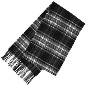 ジョンストンズ ストール/マフラー メンズ レディース WA16 小判 ブラック&ホワイトスチュワートマルチ WA000016 KU0079 JOHNSTONS