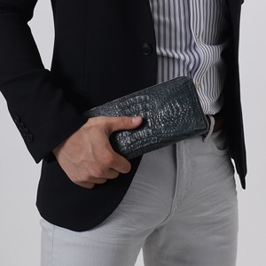 本革 長財布 財布 メンズ レディース カイマンワニ CAIMAN GENUINE ネイビー CJN0512B NVTMT Leather