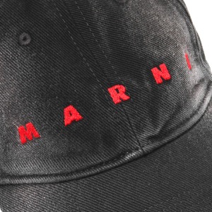 マルニ キャップ/帽子 メンズ レディース べースボールキャップ ブリーチ加工 ブラック CLZC0108S0 USCV87 ODN99 MARNI