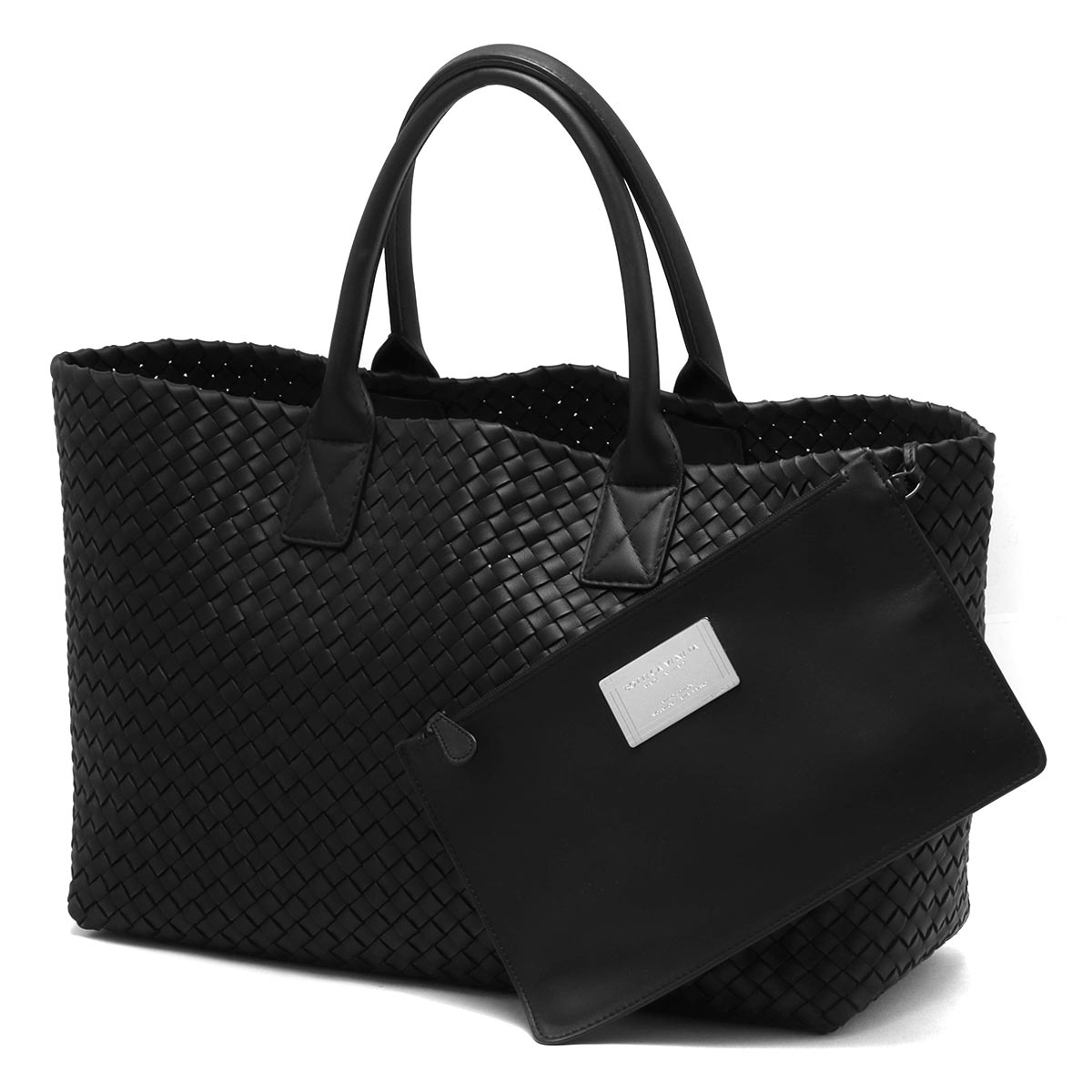 【美品】 BOTTEGA VENETA イントレチャート モノクロ トートバッグ