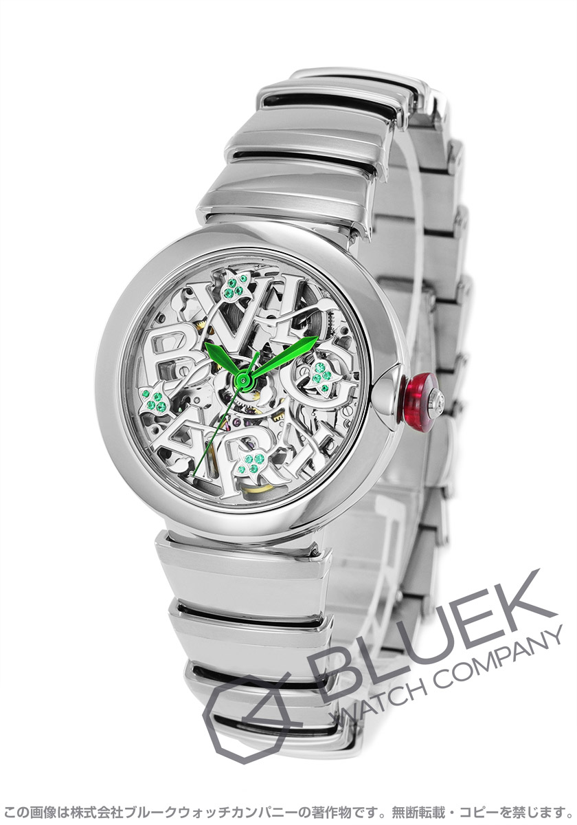 ブルガリ BVLGARI 腕時計 ルチェア トゥボガス ダイヤモンド ラグ インデックス スケルトン 裏スケ 文字盤 K18PG SS 自動巻き 【箱・保付き】