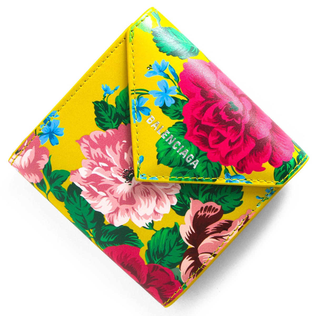 バレンシアガ 三つ折り財布 財布 レディース ペーパー 花柄 フローラル