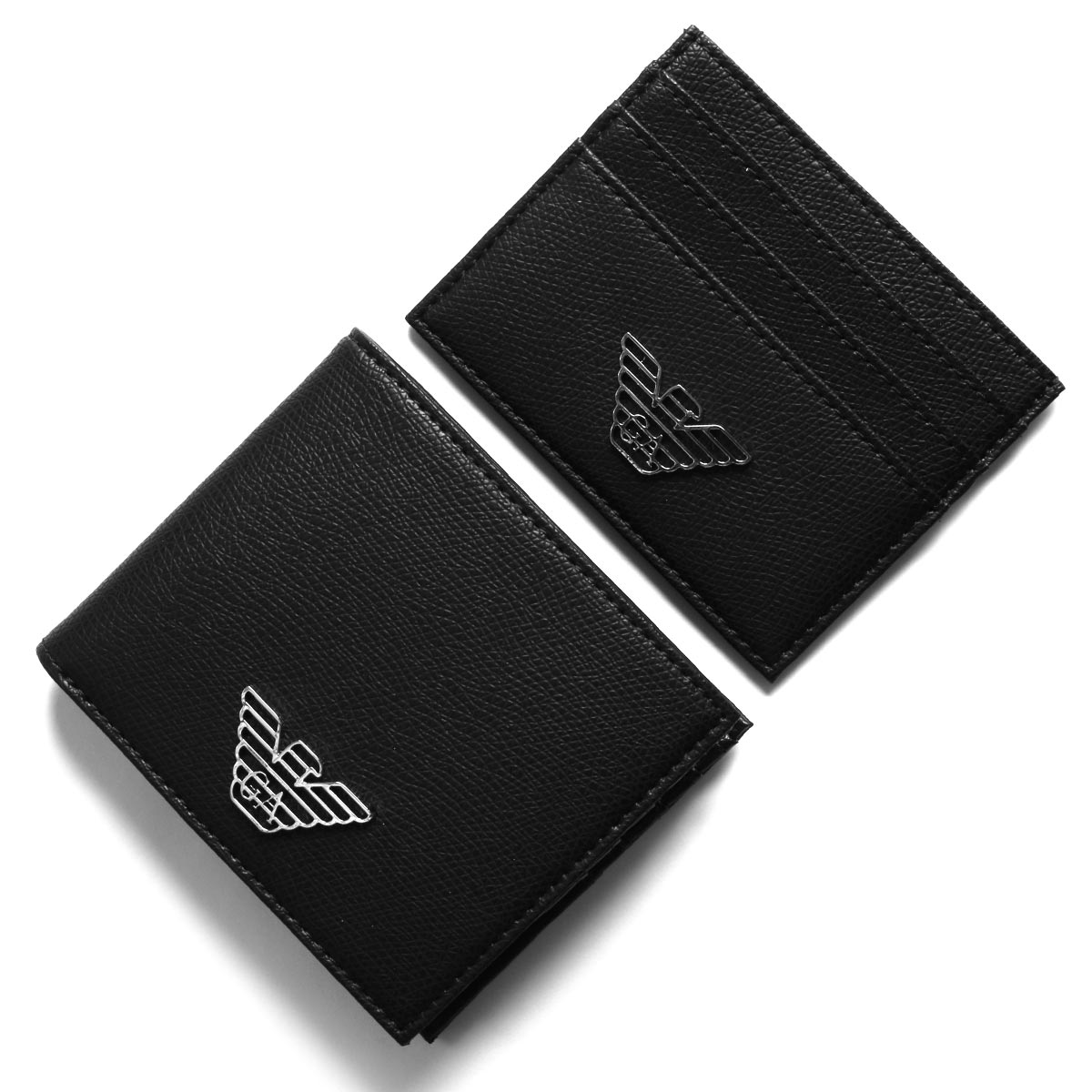 エンポリオアルマーニ 二つ折り財布（札入れ）/カードケース 財布 メンズ イーグルマーク セット ブラック Y4R237 YLA0E 81072  EMPORIO ARMANI