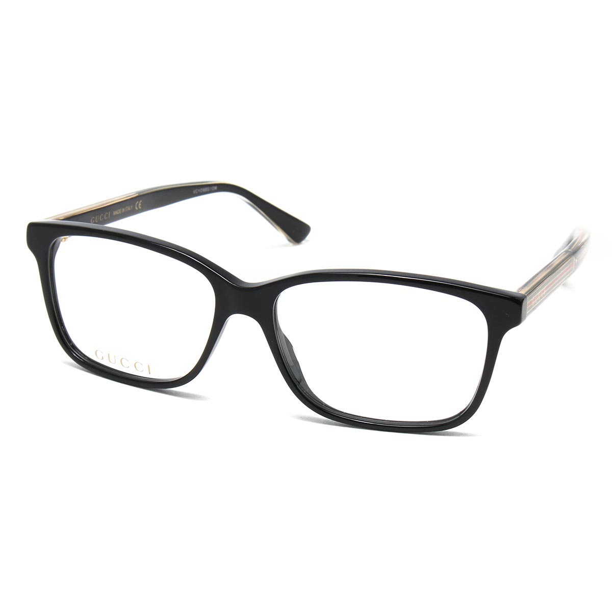 グッチ 伊達メガネ メンズ ブラック&クリスタル&トランスペアレント
