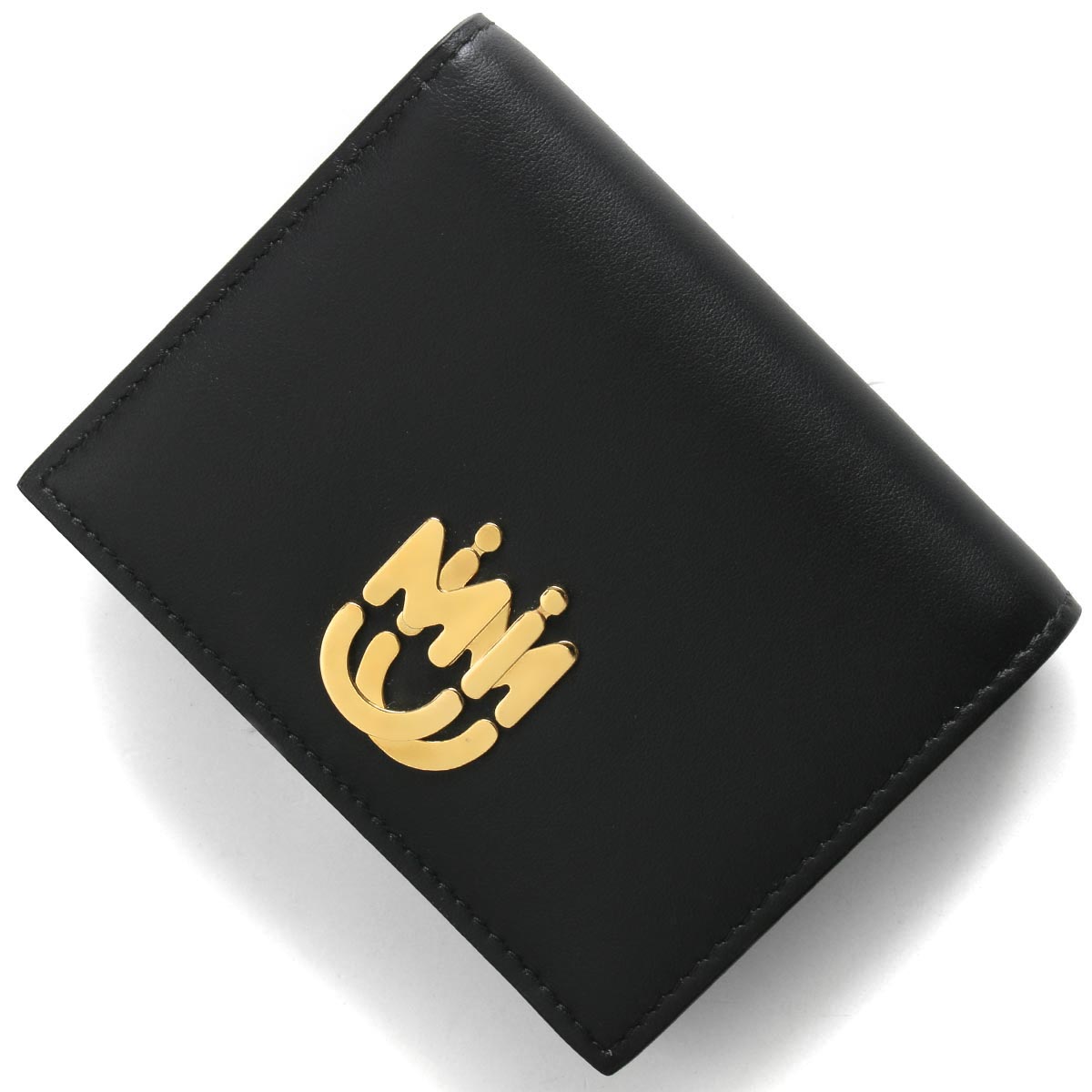 ✨新品✨MIU MIU ミュウミュウ 二つ折り財布 マテラッセ 金ロゴ レザー 