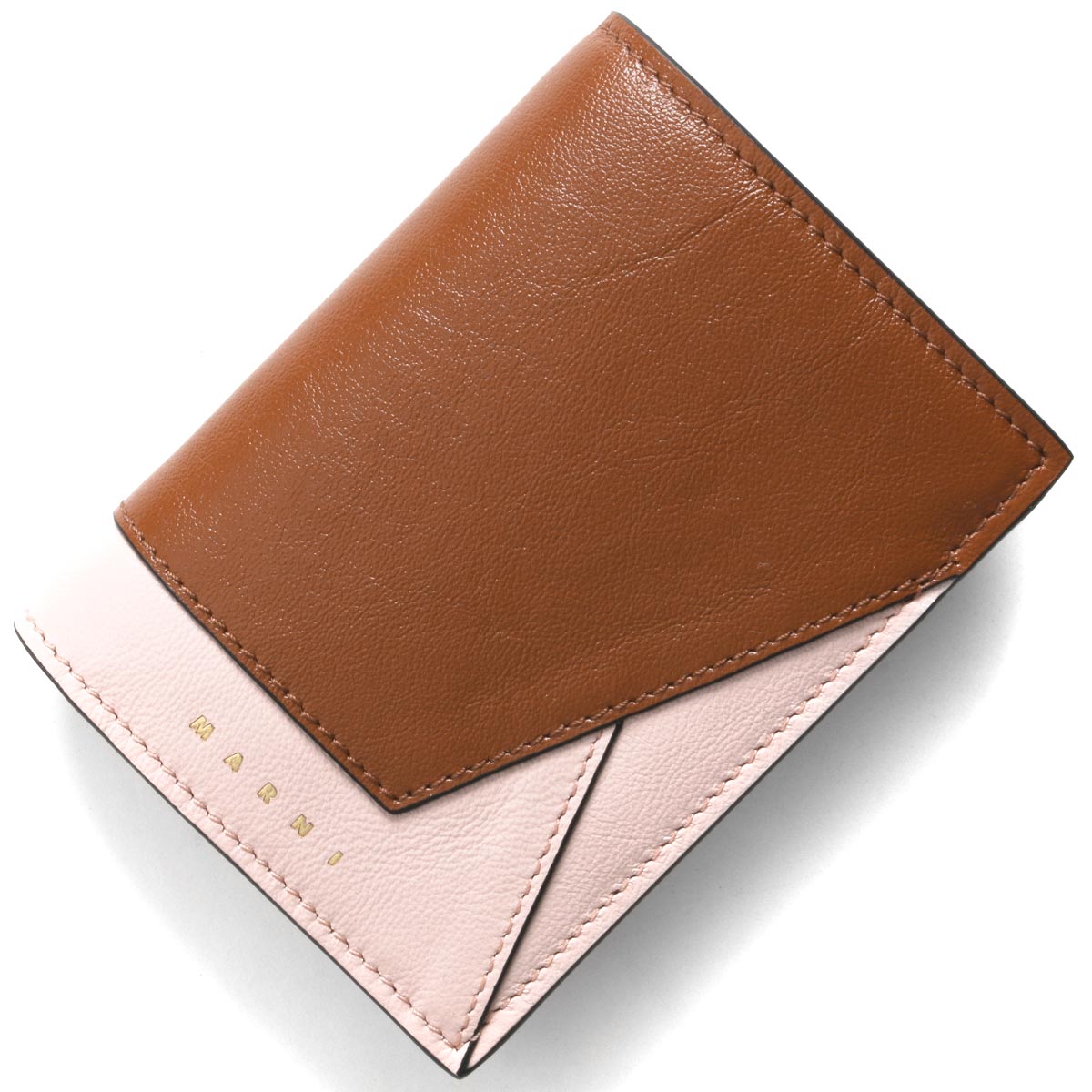 マルニ 二つ折り財布 財布 レディース バイカラー モカブラウン