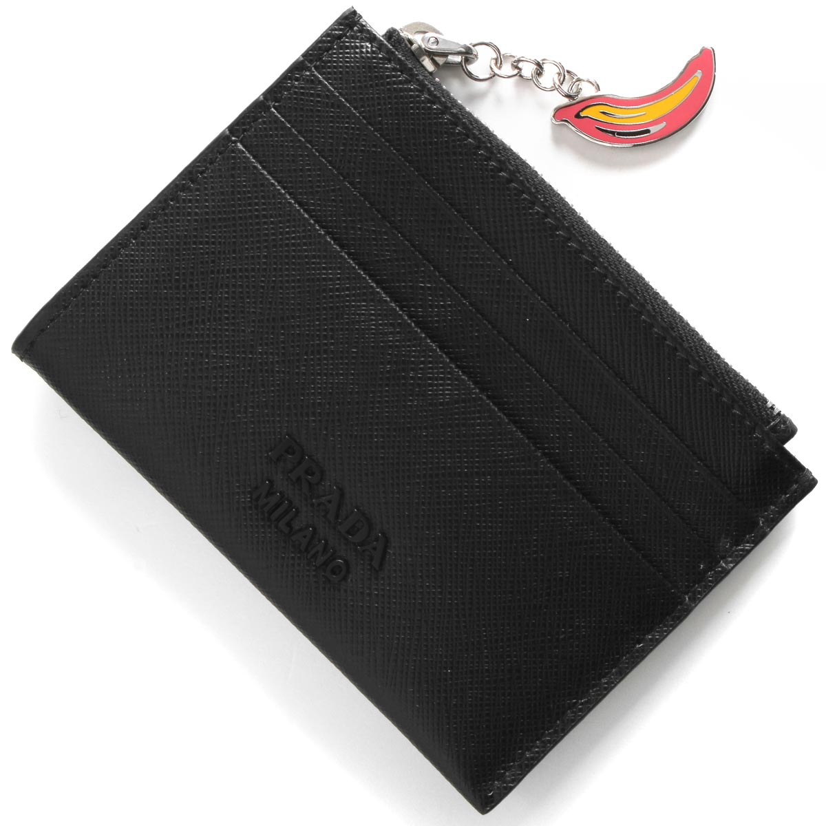 プラダ コインケース（小銭入れ）/クレジットカードケース 財布 レディース サフィアーノ スマルト バナナ ブラック 1MC026 2CHR  F0002 PRADA