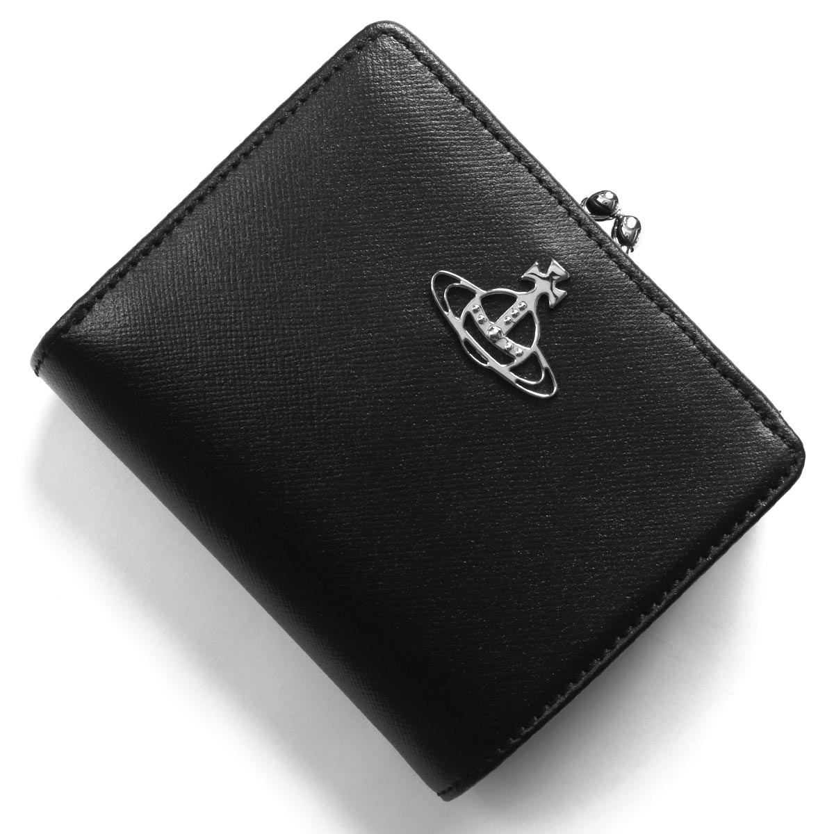 【美品】 Vivienne Westwood 2つ折り財布 オーブ ブラック TANGLED ORB LEATHER 二つ折り財布(ブラック)（メンズ