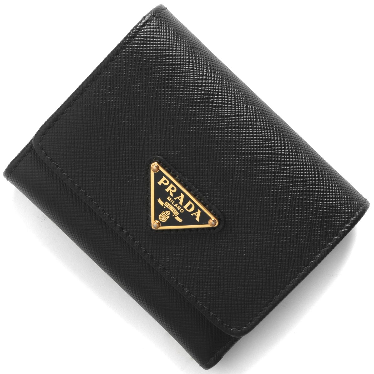 【超美品】PRADA 三つ折財布 サフィアーノ 三角ロゴ