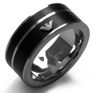 エンポリオアルマーニ リング(指輪) アクセサリー メンズ イーグルマーク 21号 シルバー&ブラック EGS2032040512 200 EMPORIO ARMANI