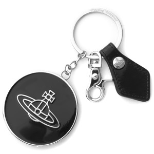 ヴィヴィアンウエストウッド キーリング/キーホルダー アクセサリー メンズ レディース シャイニー パテント ミラー オーブ サークル シャイニーブラックエナメル&シルバー 82030102U OM000G N401 VIVIENNE WESTWOOD