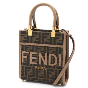 フェンディ ハンドバッグ/ショルダーバッグ/ミニバッグ バッグ レディース サンシャイン ショッパー スモール ズッカ FF ジャガード タバコブラウン&サンドベージュ&オーロソフト 8BS092 ALP3 F1AOE FENDI