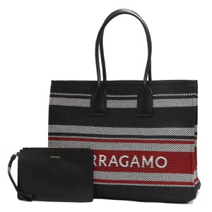 フェラガモ トートバッグ バッグ レディース ブラック&オプティック ホワイト&フレイムレッド 214955 NERO OPTIC WHITE FLAME RED 0765595 SALVATORE FERRAGAMO