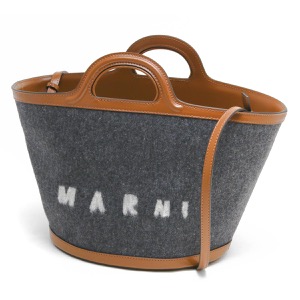 マルニ ハンドバッグ/ショルダーバッグ/ショッピングバッグ バッグ レディース トロピカリア スモール トートバッグ フェルト ダークグレー&モカブラウン BMMP0097Q1 P4915 ZO253 MARNI