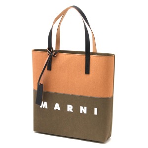 マルニ トートバッグ/ショッピングバッグ バッグ メンズ レディース トライベッカ ロゴプリント ムスクベージュ&サンドストームカーキブラウン&ブラック SHMPQ10A09 P4568 Z2P51 MARNI