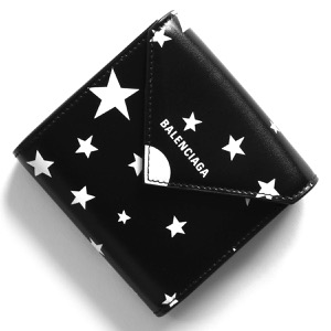 バレンシアガ 三つ折り財布 財布 レディース ペーパー スター 星 ブラック&ホワイト 637450 210FD 1090 BALENCIAGA