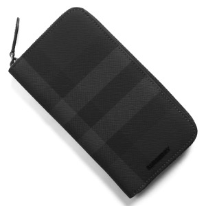 バーバリー 長財布 財布 メンズ レグジグ チャコールチェック ラウンドファスナー チャコールグレーブラック MS LG ZIG BRT 141900 A1208 8070254 BURBERRY