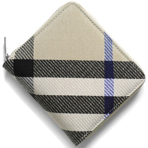 バーバリー 二つ折り財布 財布 メンズ レディース チェック ジャガード リケンくすみベージュ MS ZIP WALLET MD CJ1 153462 A3888 8087322 BURBERRY