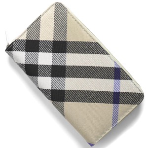 バーバリー 長財布 財布 メンズ トラベルウォレット チェック ラージ ラウンドファスナー リケンくすみベージュ MS ZIP WALLET LG CJ1 153462 A3888 8087323 BURBERRY