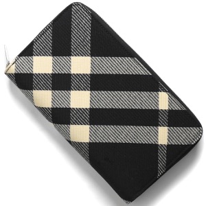 バーバリー 長財布 財布 メンズ トラベルウォレット チェック ラージ ラウンドファスナー ブラック&キャリコマルチカラー MS ZIP WALLET LG CJ1 153462 A1189 8089510 BURBERRY