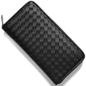 ボッテガヴェネタ (ボッテガ・ヴェネタ) 長財布 財布 メンズ イントレチャート ラウンドファスナー ブラック 510643 V47W1 1275 BOTTEGA VENETA