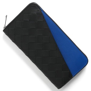 ボッテガヴェネタ (ボッテガ・ヴェネタ) 長財布 財布 メンズ レディース イントレチャート ブラック&エレクトリックブルー 639856 VCPQ7 1015 BOTTEGA VENETA