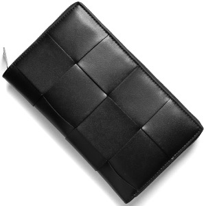 ボッテガヴェネタ (ボッテガ・ヴェネタ) 長財布 財布 メンズ カセット マキシイントレチャート ラウンドファスナー ブラック 649607 V47V1 8803 BOTTEGA VENETA