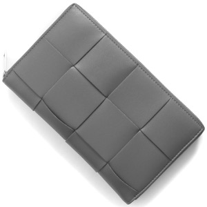 ボッテガヴェネタ (ボッテガ・ヴェネタ) 長財布 財布 メンズ カセット マキシイントレチャート ラウンドファスナー サンダーグレー 649607 VBWD2 1242 BOTTEGA VENETA