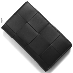 ボッテガヴェネタ (ボッテガ・ヴェネタ) 長財布 財布 メンズ レディース マキシイントレチャート ラウンドファスナー ブラック 651368 V3UO1 8803 BOTTEGA VENETA